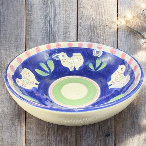 Necesito Mexico Hand Painted Bird Mexican Pottery Round Dish Bowl Artist Signed - Picture 2 of 14